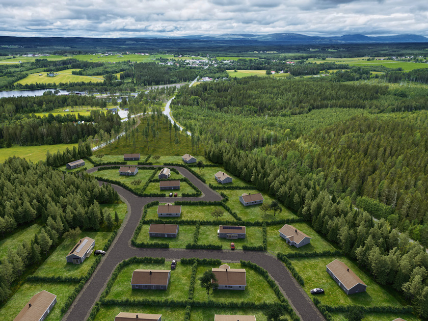 Bild över bopstadsområdet Myre med utsikt över fjäll